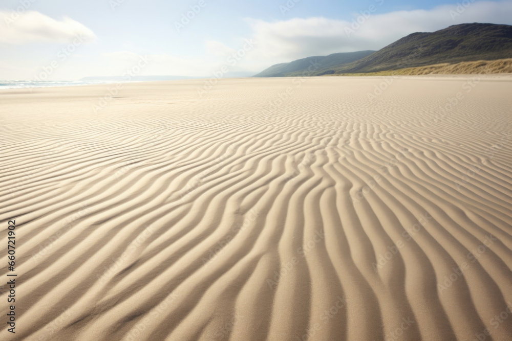Finegrained rippled sand on a deserted beach, with a smooth and even texture perfect for walking foot.