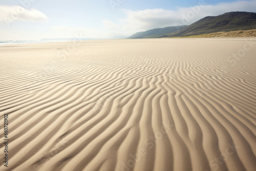 Finegrained rippled sand on a deserted beach  with a smooth and even texture perfect for walking foot.