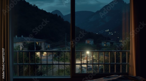 Night view of the mountain from the villa window