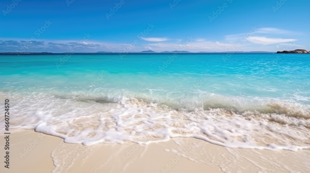 Panorama of white sand beach with turquoise water Panorama of white sand beach with turquoise water
