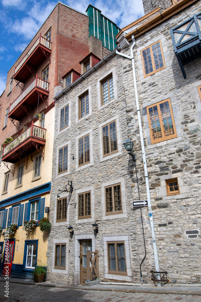 Naklejka premium View of ancient architecture of Quebec City. As the capital of the Canadian province of Quebec