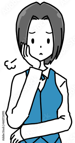 スーツ　困り顔の女性