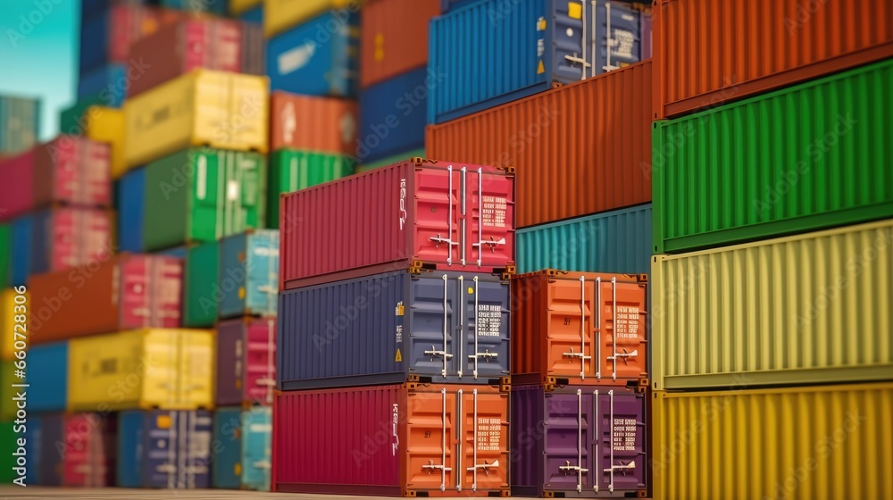 Stacks of Container Cargo in Container Logistics Industrial Port Stacks of Container Cargo in Container Logistics Industrial Port