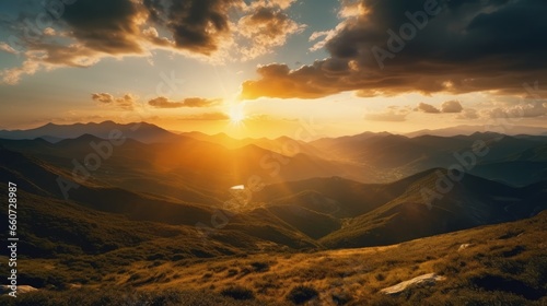 Sunset view from the top of the mountains © MBRAMO