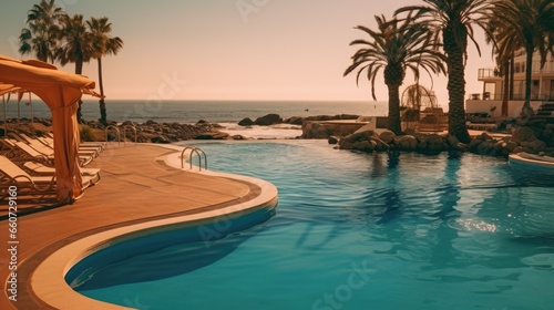 swimming pool near the beach  luxury travel