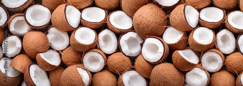 Close up of a lot of coconuts as  background, AI Generation