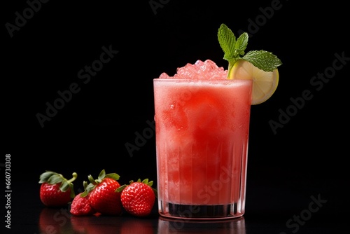 Indulge in a delightful strawberry drink. Generative AI