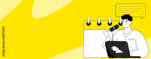 Virtual characters social communication concept business flat vector hand drawn illustration

