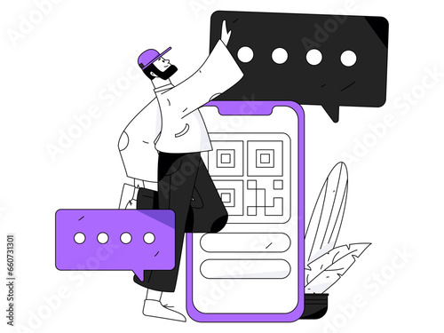 Virtual characters social communication concept business flat vector hand drawn illustration
