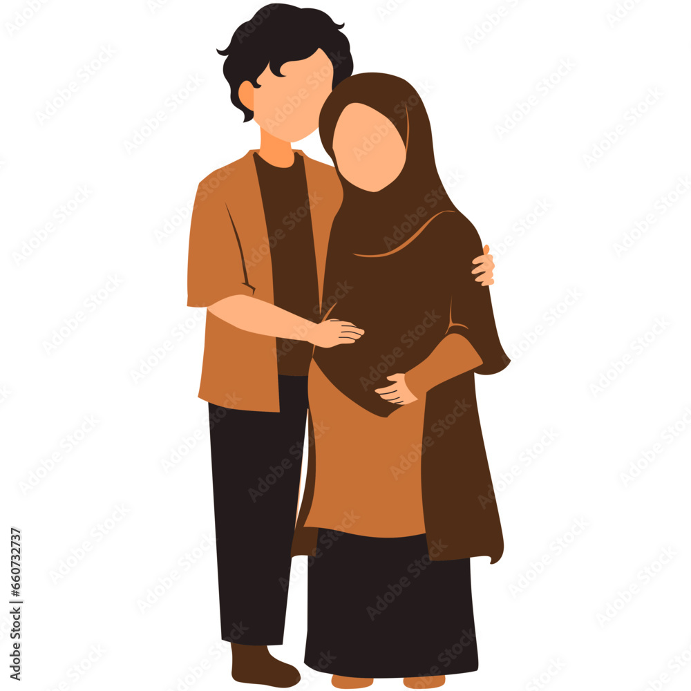 Pregnant Muslim Couple Vector Illustration Pregnant Muslim Couple Vector Illustration