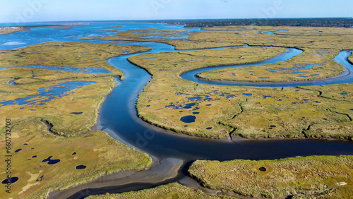Barnstable Marsh Aerial with Streams at Cape Cod, Massachusetts