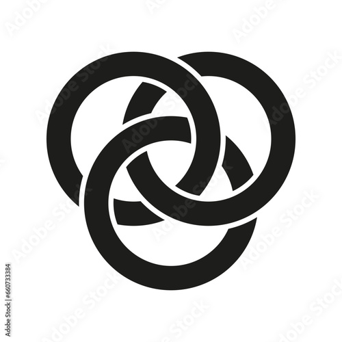 Icon with 3 interlocking circles. Vector illustration. EPS 10.