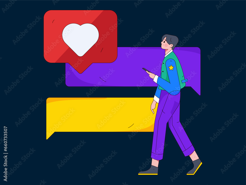 Virtual characters social communication concept business flat vector hand drawn illustration
Virtual characters social communication concept business flat vector hand drawn illustration