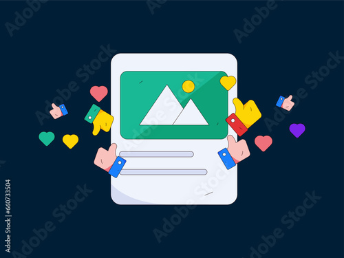 Virtual characters social communication concept business flat vector hand drawn illustration

