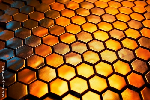 Hexagonal honeycomb pattern as background. Generative AI