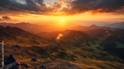 View of the sunrise from the top of the mountains