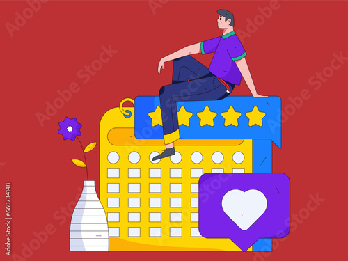 Virtual characters social communication concept business flat vector hand drawn illustration
