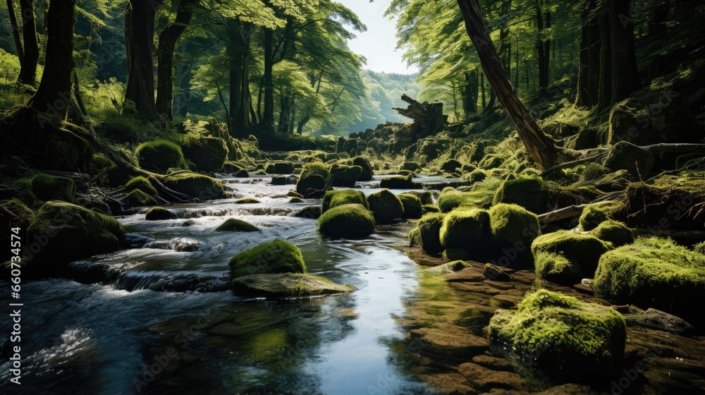 Waterfall in summer forest in mountain forest Park Waterfall in summer forest in mountain forest Park