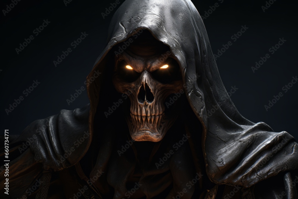 the haunting arrival of an epic grim reaper character, Generative AI