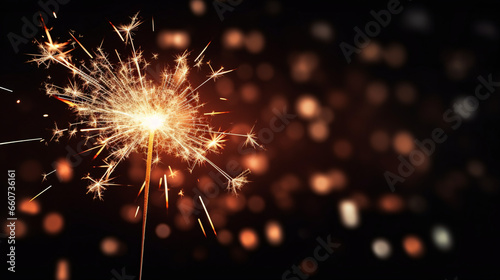 Sparkler with blurred background. Fireworks on the night.