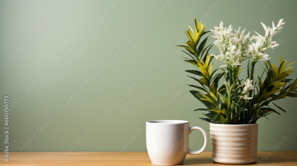cup of coffee and flowers