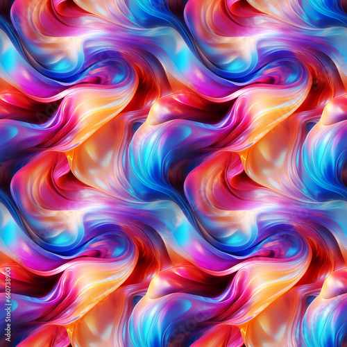 Abstract Vibrant Rainbow Silk Waves. Seamless Repeatable Background.