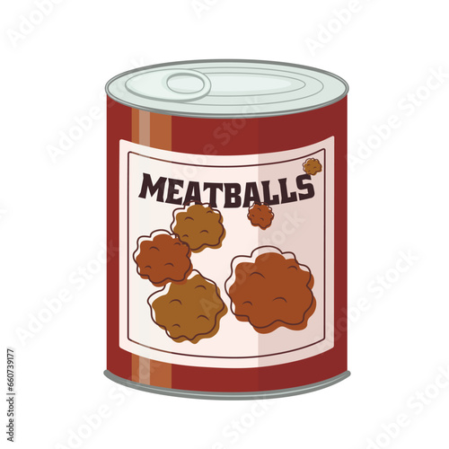 Canned meatballs on white background