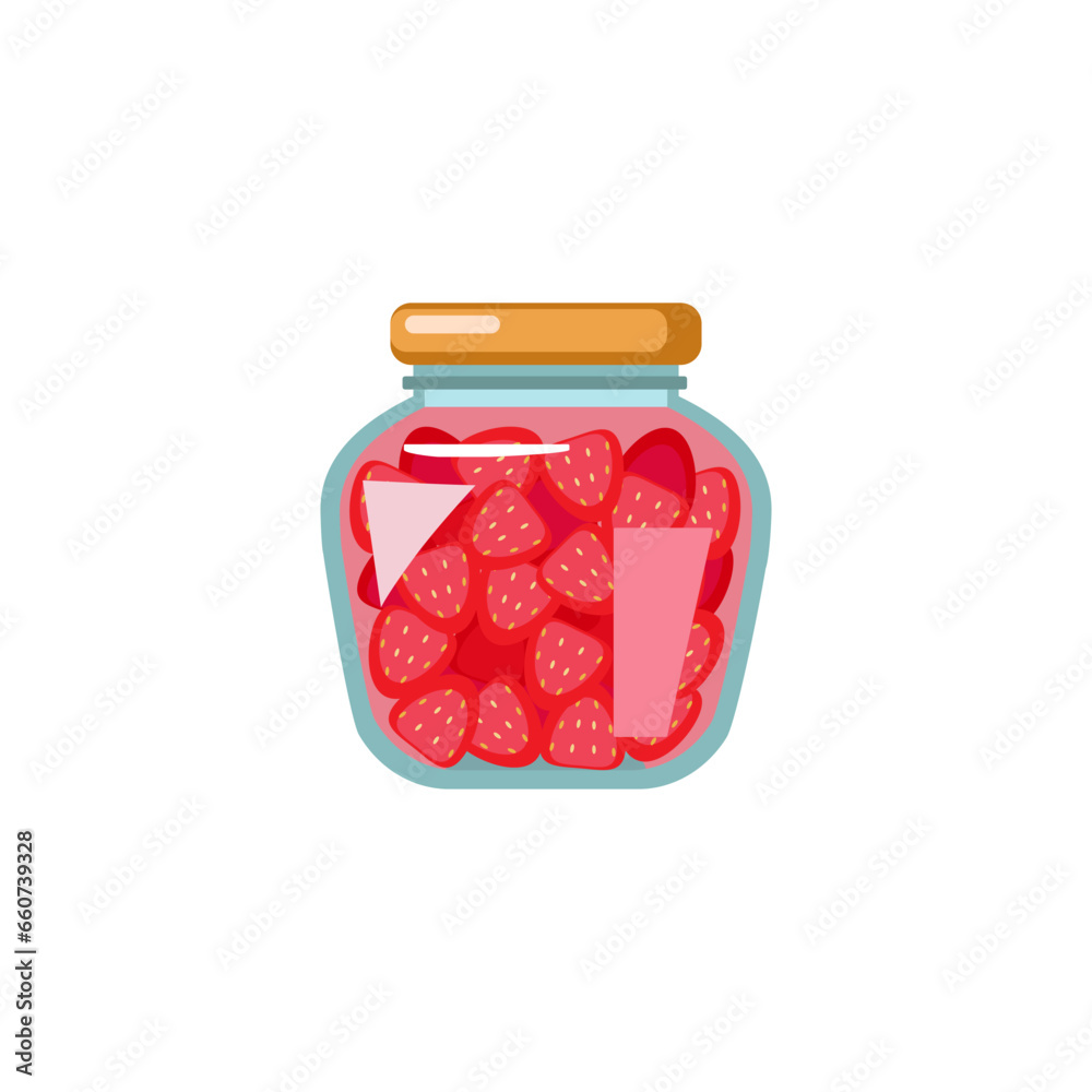 Homemade canned strawberry on white background Homemade canned strawberry on white background