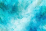Fragment of painted turquoise watercolor background. Generative AI