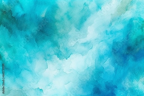 Fragment of painted turquoise watercolor background. Generative AI