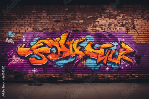 Graffiti in a bad area of the city. Background with selective focus and copy space