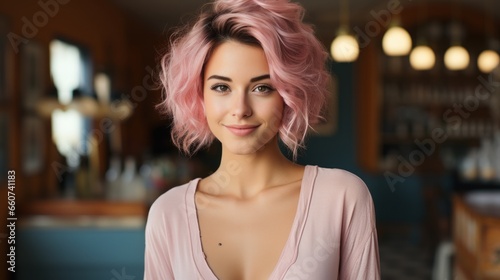 portrait of a woman in a cafe