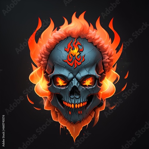 head skull fire mascot and esport gaming logo, AI generated photo