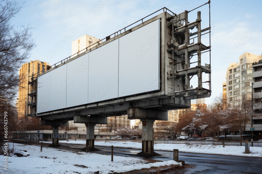 Immense panneau d'affichage géant horizontale, dans une belle ville en extérieur, publicité du futur, mockup pour bannière et format 16:9 Immense panneau d'affichage géant horizontale, dans une belle ville en extérieur, publicité du futur, mockup pour bannière et format 16:9