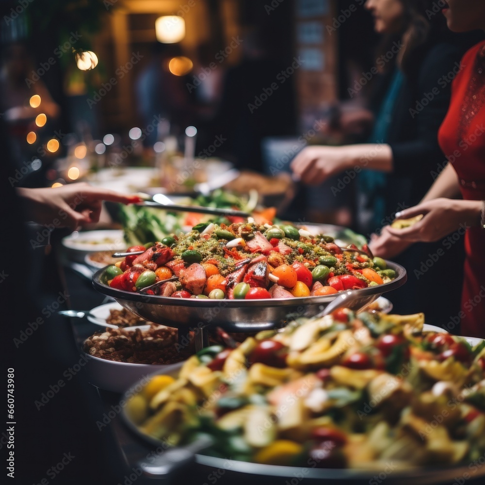 lots of organized buffet food