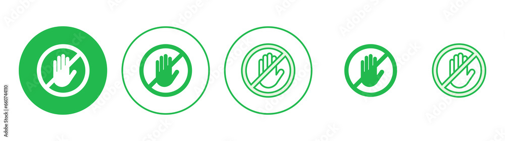 Stop icon set. stop road sign. hand stop icon vector Stop icon set. stop road sign. hand stop icon vector