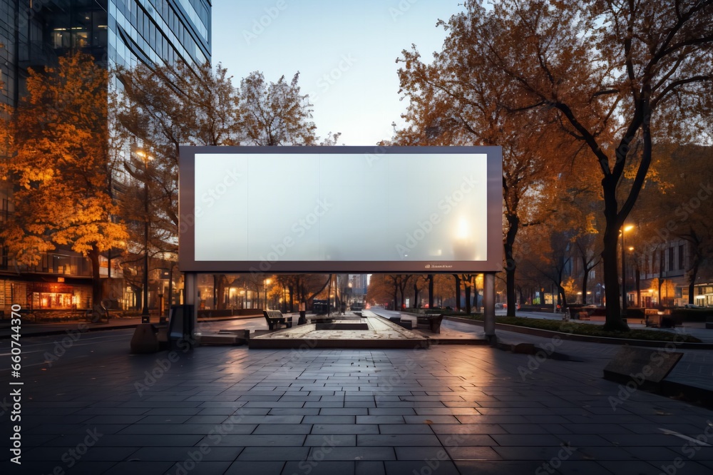 Immense panneau d'affichage géant horizontale, dans une belle ville en extérieur, publicité du futur, mockup pour bannière et format 16:9 Immense panneau d'affichage géant horizontale, dans une belle ville en extérieur, publicité du futur, mockup pour bannière et format 16:9