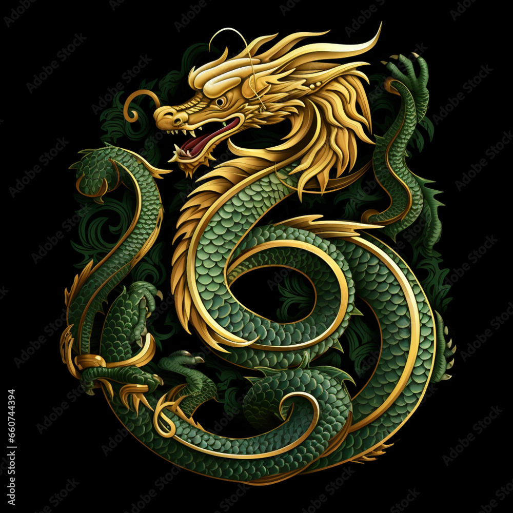 golden dragon on black background golden dragon on black background