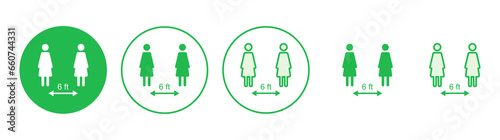 Social distancing icon set. social distance icon. self quarantine sign