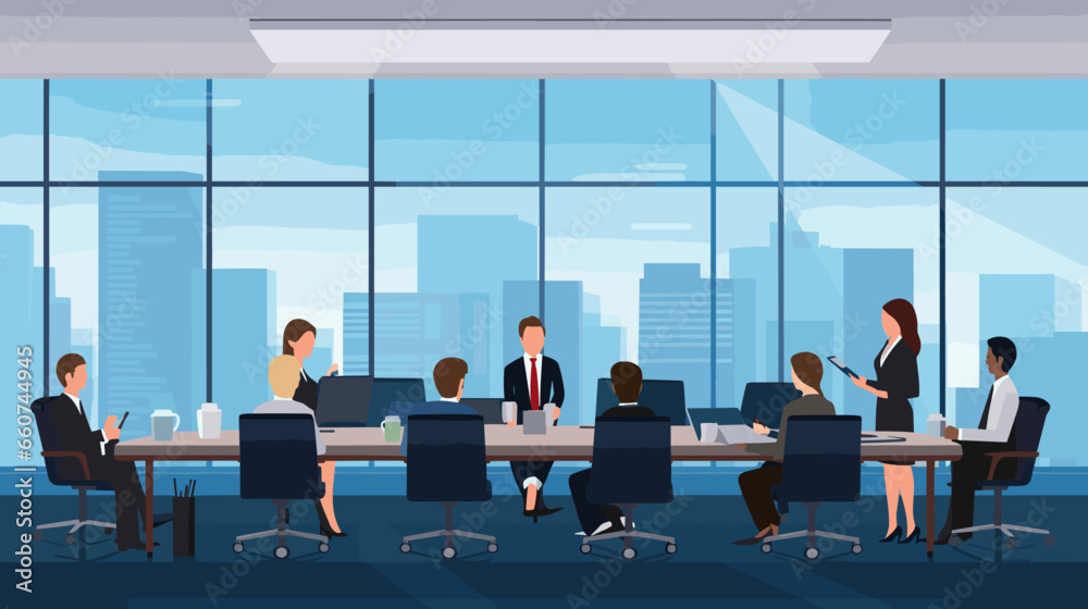 Obraz premium Concept vector illustration of business meeting.