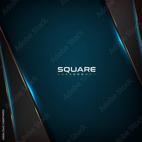 Square background with abstract dark blue luxury line pattern