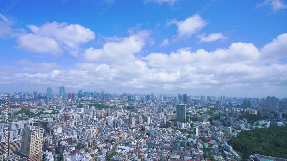 Tokyo Time lapse - Flowing clouds and Minatoku Roppongi erea Cityscape and Tokyo tower Tokyo Time lapse - Flowing clouds and Minatoku Roppongi erea Cityscape and Tokyo tower