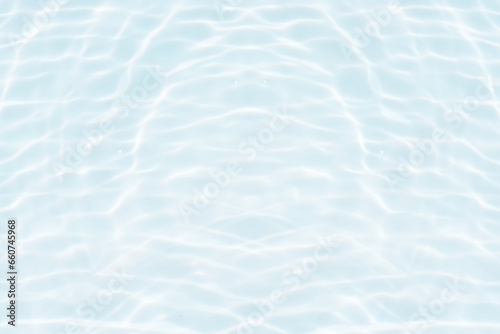 Defocus blurred transparent gray colored clear calm water surface texture with splashes reflection. Trendy abstract nature background. Water waves in sunlight with copy space. Blue watercolor shine.