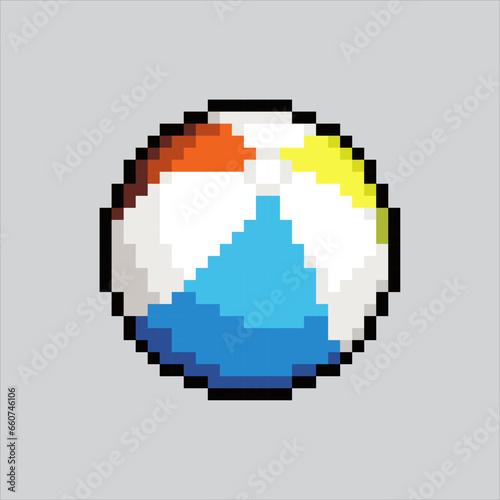 Pixel art illustration Beach Ball. Pixelated beach Ball. Beach Ball icon pixelated for the pixel art game and icon for website and video game. old school retro. 