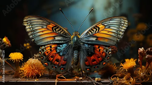 Fototapeta samoprzylepna Beautiful Buterfly in the Flowers