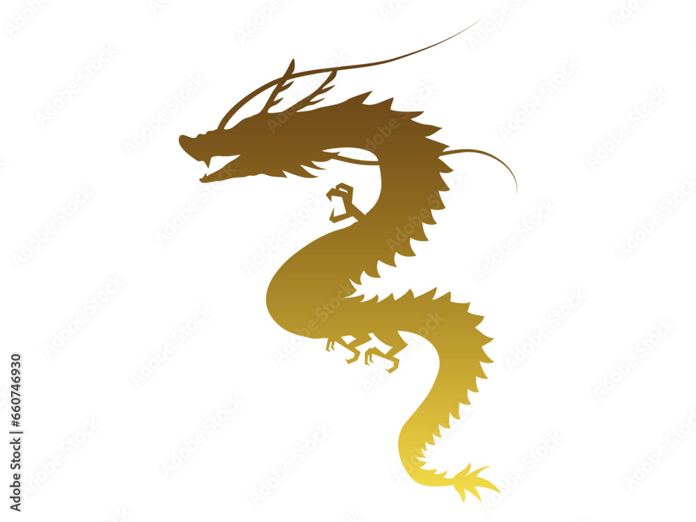 Fototapeta premium 金色の龍のシルエット