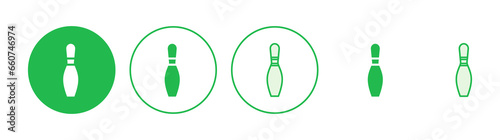 Bowling icon set. bowling ball and pin icon. bowling pins
