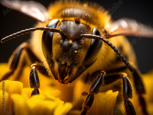 macro of a bee on a leaf © krit