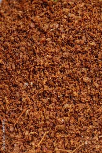 Close-up Of Dried Grinded Pepper. MAjor ingredient in food making