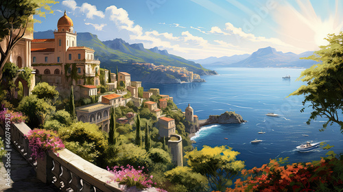 Amalfi coast scenery Italy beautiful  presentation pictures  Illustration